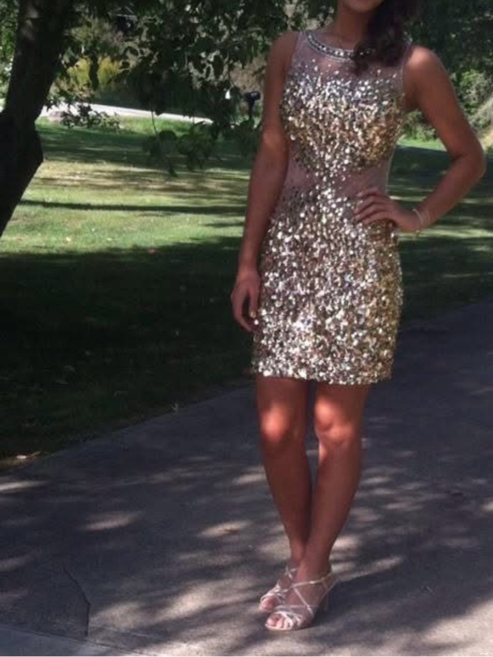 ✨Jovani Gold Sequin Sleeveless Cocktail Dress✨